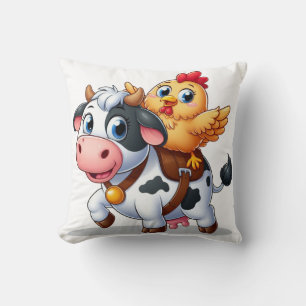 Cojín Decorativo vaca/pollo personalizado lindo
