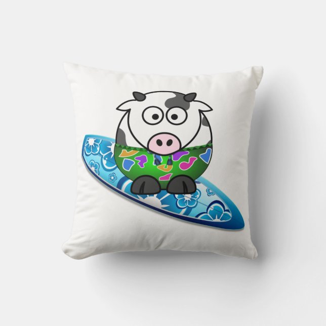 Cojín Decorativo Vaca surfista (Anverso)