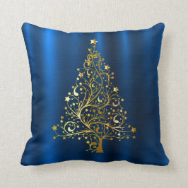 Cojín Decorativo Vacaciones azules de la Marina de Navidad Dorada