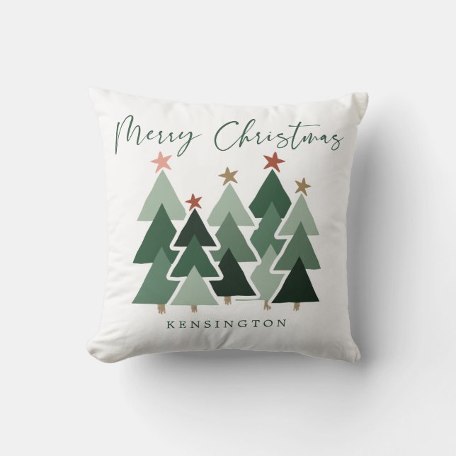Cojín Decorativo Vacaciones de árboles navideños modernos (Anverso)