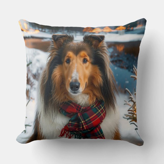Cojín Decorativo Vacaciones de Collie  (Anverso)