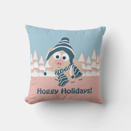 Cojín Decorativo ¡Vacaciones de Hoggy! Cerdo de invierno