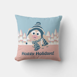 Cojín Decorativo ¡Vacaciones de Hoggy! Cerdo de invierno