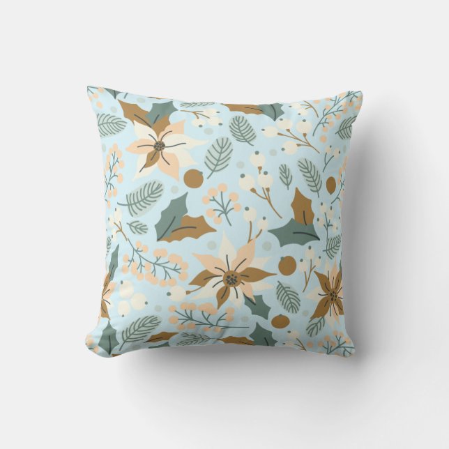 Cojín Decorativo Vacaciones de invierno de Poinsettia (Anverso)