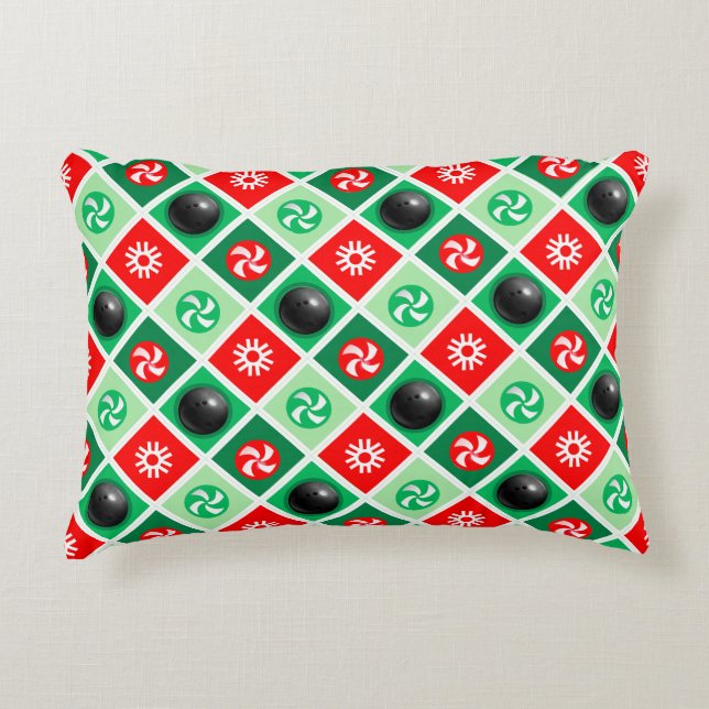 Cojín Decorativo Vacaciones de Navidades de boliche (Anverso)