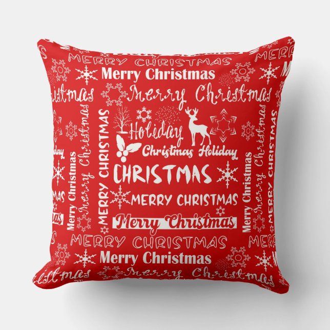 Cojín Decorativo vacaciones de navidades, patrón de Navidades, invi (Anverso)