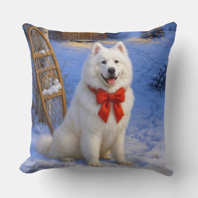 Cojín Decorativo Vacaciones de Samoyed  (Anverso)