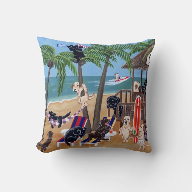 Cojín Decorativo Vacaciones de verano de la isla Labradors (Anverso)