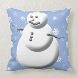 Cojín Decorativo Vacaciones En Blanco Y Azul De La Luz De Nieve De 