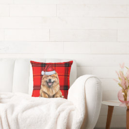 Cojín Decorativo Vacaciones para Navidades de Chow Chow Dog Santa P