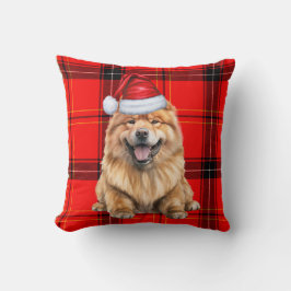 Cojín Decorativo Vacaciones para Navidades de Chow Chow Dog Santa P