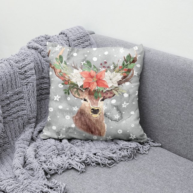 Cojín Decorativo Vacaciones para navidades - Deer acuarela y Points (Subido por el creador)