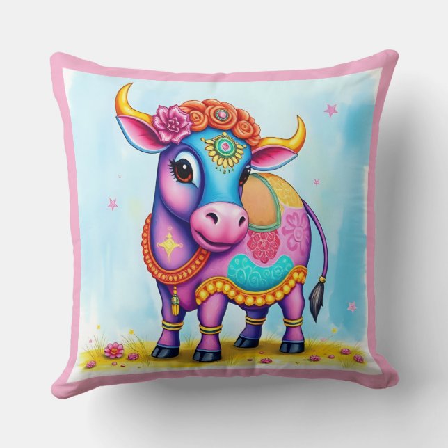 Cojín Decorativo Vacas sagradas disfrazadas de Diwali (Reverso )
