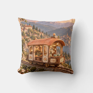 Cojín Decorativo Vagón de Té del Ferrocarril Albaricoque Pueblo Lag
