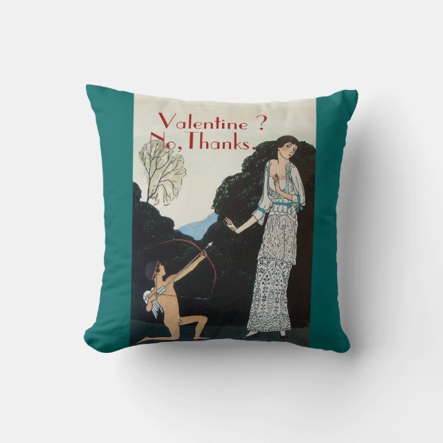 COJÍN DECORATIVO VALENTIN? NO, GRACIAS /RETRO ANTI VALENTINE'S DAY (Anverso)