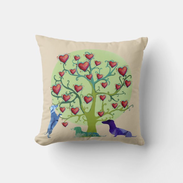 Cojín Decorativo Valentine Dachshund Hearts Garden Throw Cushion (Anverso)