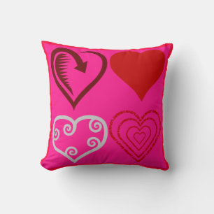 Cojín Decorativo Valentine Day 4 Hearts Designer Toss Pillow