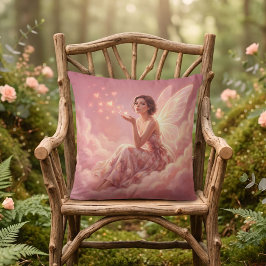 Cojín Decorativo Valentine Fairy on Pink Clouds Fantasy Art