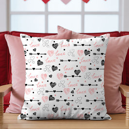 Cojín Decorativo Valentine Gift Pillow Sketch Heart I Love You Text