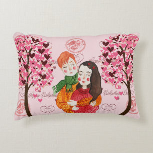 Cojín Decorativo Valentine Pillow con Cute Pareja y Corazón Árboles