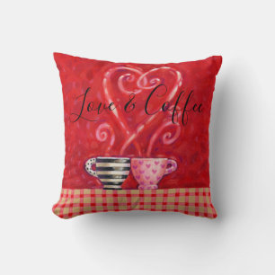 Cojín Decorativo Valentine Red Heart Love Cita Café