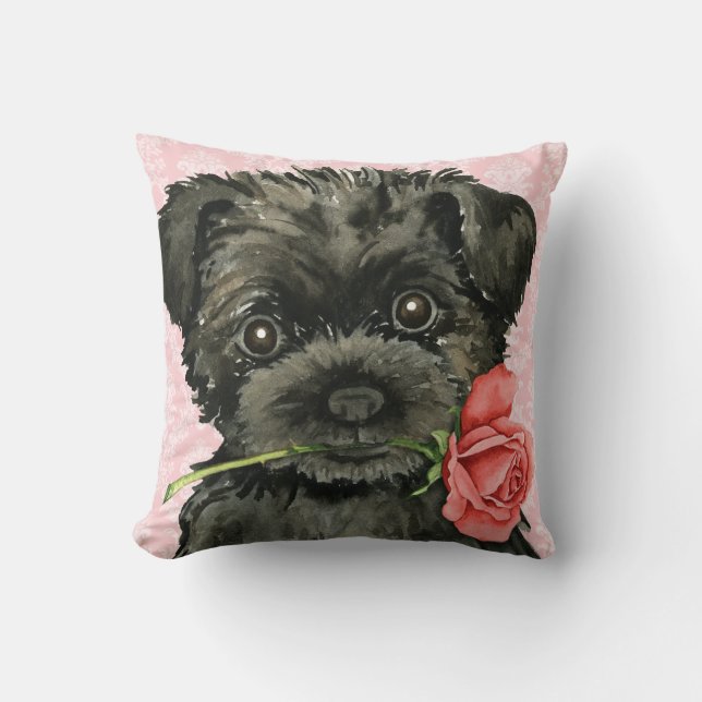 Cojín Decorativo Valentine Rosa Affenpinscher (Anverso)