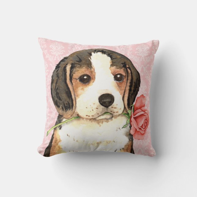 Cojín Decorativo Valentine Rosa Beagle (Anverso)