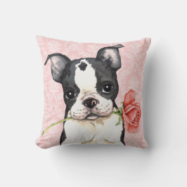 Cojín Decorativo Valentine Rosa Boston Terrier