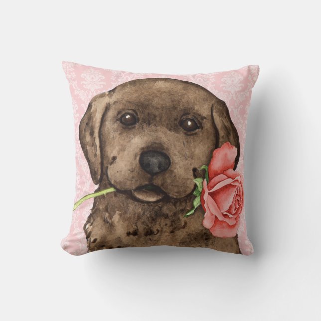 Cojín Decorativo Valentine Rosa Chocolate Lab (Anverso)