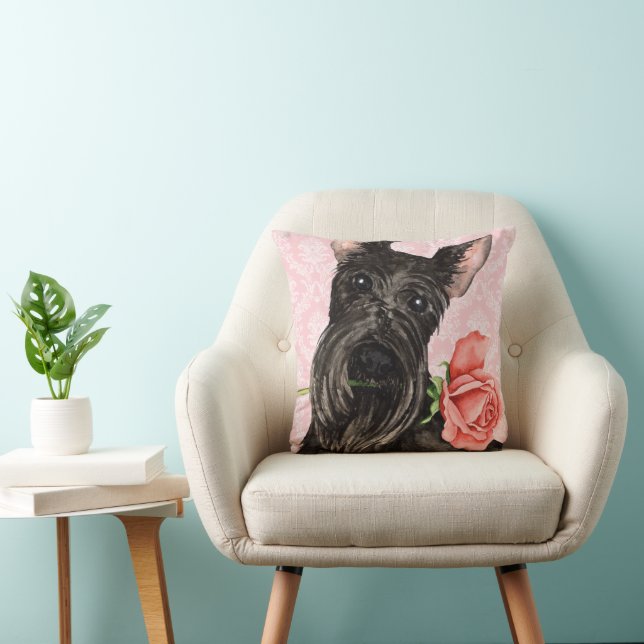 Cojín Decorativo Valentine Rosa Scottish Terrier (Silla)