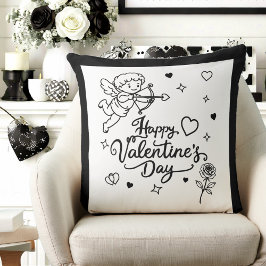 Cojín Decorativo Valentines Day Cherub & Romantic Doodle Design