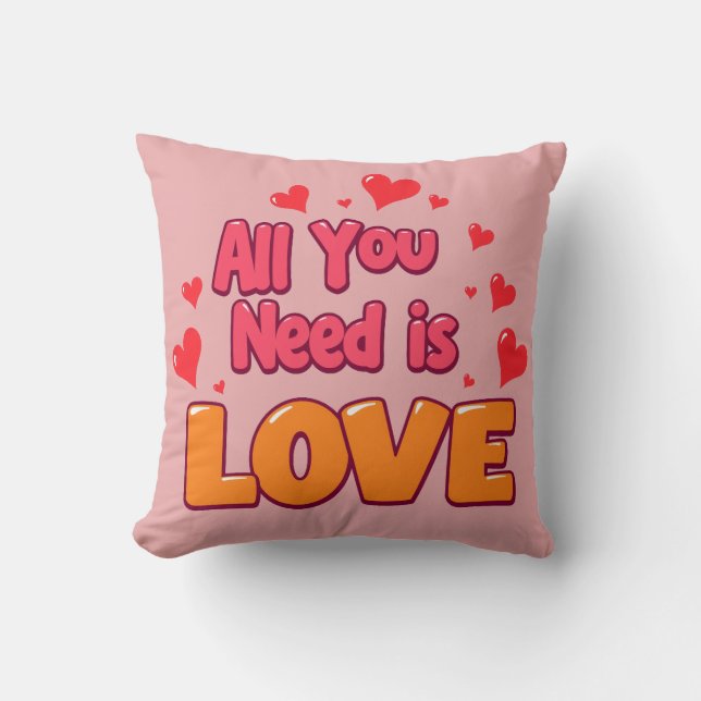 Cojín Decorativo Valentine's day desing "all you need is love" (Anverso)