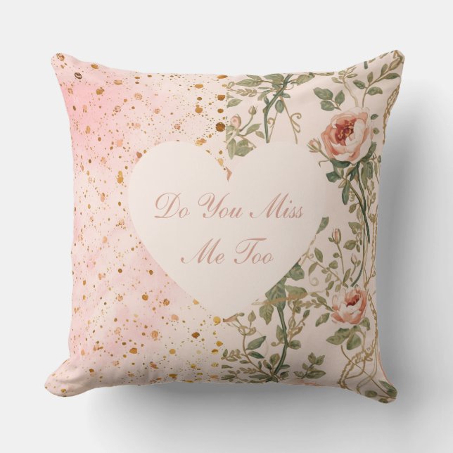 Cojín Decorativo Valentine's Day, Flowers Pixels,Do You Miss Me Too (Anverso)