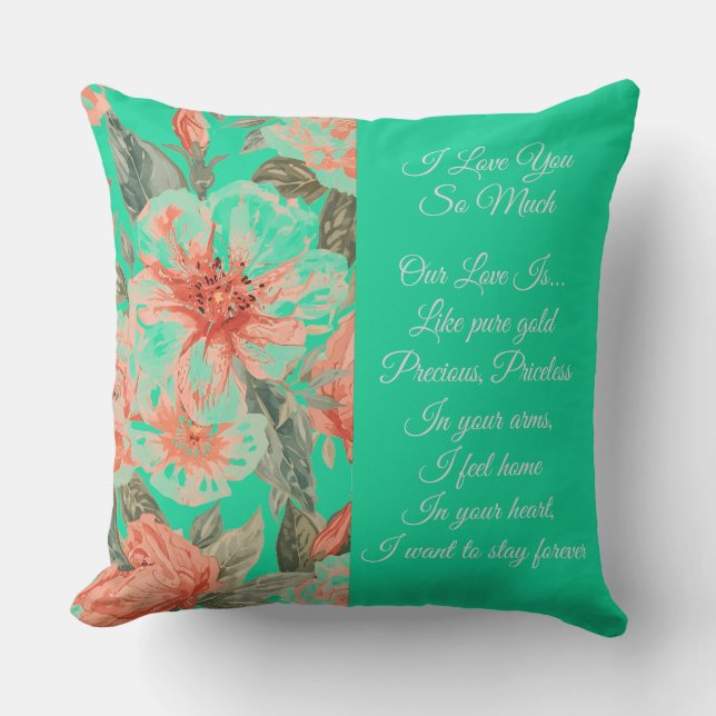 Cojín Decorativo Valentines Day, I Love You So Much, Love Poem (Anverso)