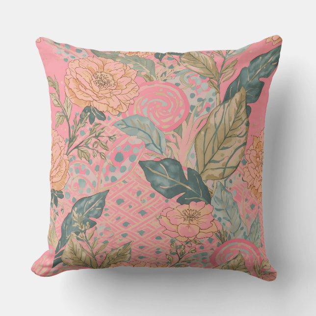 Cojín Decorativo Valentines Day,Pink,Lovely Flowers,Modern, Trendy (Anverso)