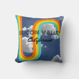 Cojín Decorativo Valle de Silicio California Arcoíris Retro y Nubes