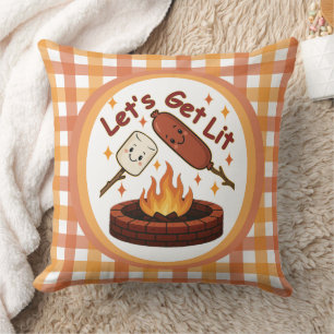 Cojín Decorativo Vamos a conseguir Firepit - malvavisco y perro cal
