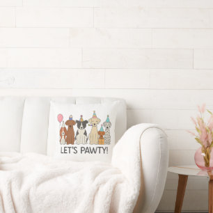 Cojín Decorativo Vamos a Pawty Fiesta de Perros Adorables Celebraci