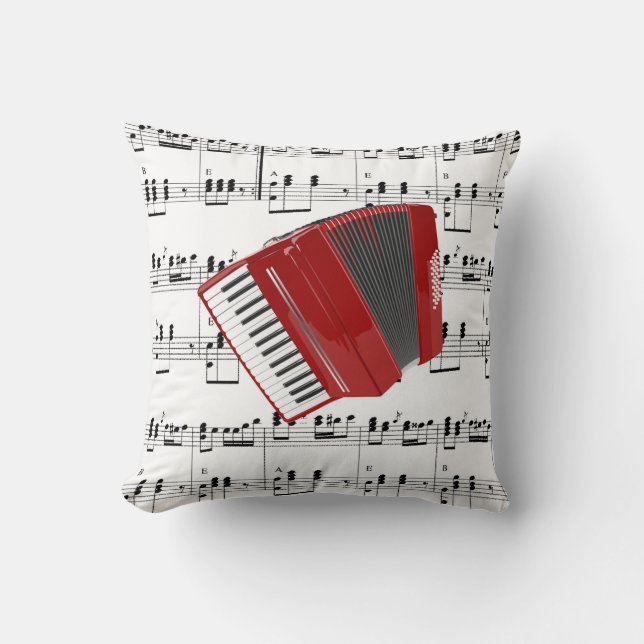 Cojín Decorativo Vamos a Polka.acordeón rojo (Anverso)