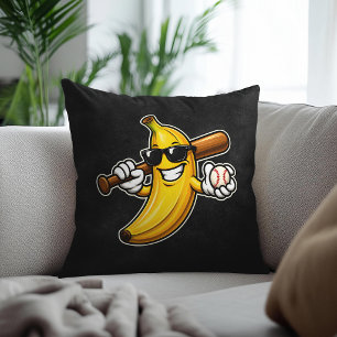 Cojín Decorativo Vamos a Volvernos Locos Béisbol Retro Plátano Dive