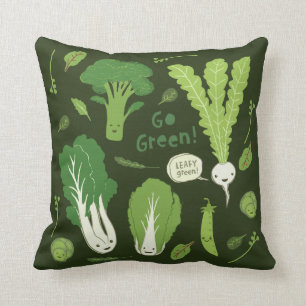 Cojín Decorativo ¡Vamos Verde! (¡Verde azulado!) Verduras frescas