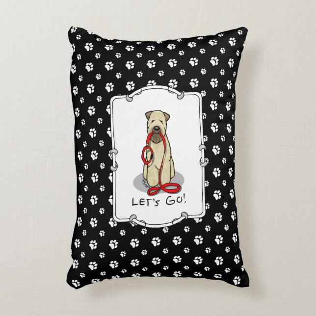 Cojín Decorativo ¡Vamos! Walk Wheaten Terrier Dog (trigo 1b2) (Frente (Vertical))