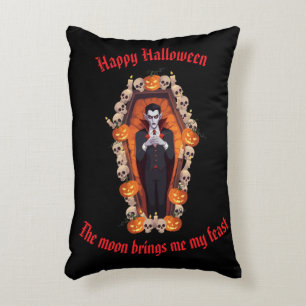 Cojín Decorativo 🧛 ‍ ♂️ Vampiro gótico Halloween Black Pillow 🎃 �