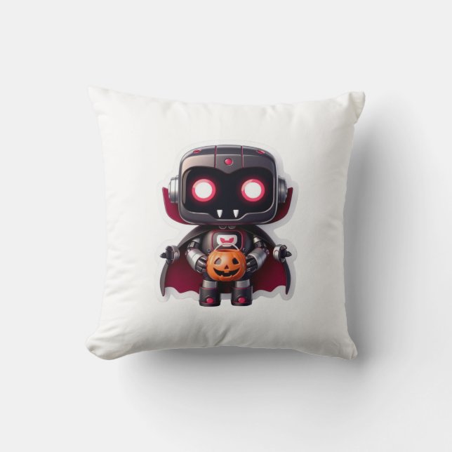 Cojín Decorativo Vampiro Robot Halloween Pillow Cute Techy Spook (Anverso)