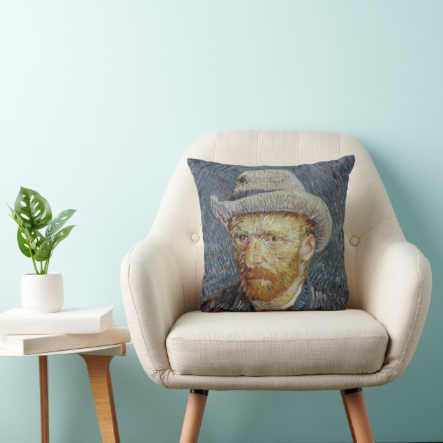 Cojín Decorativo Van Gogh Autoretrato Gray Felt Gorra Pintura (Silla)
