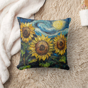 Cojín Decorativo Van Gogh girasoles y noche estrellada