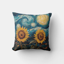 Cojín Decorativo Van Gogh girasoles y noche estrellada