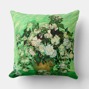 Cojín Decorativo Van Gogh - Rosas blancas, pintura famosa,