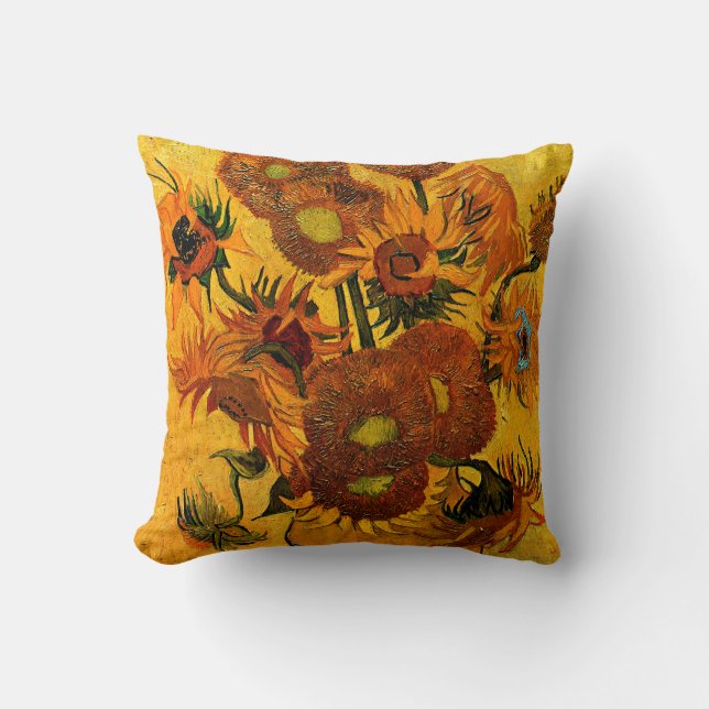 Cojín Decorativo Van Gogh - Vase con 15 girasoles (Anverso)