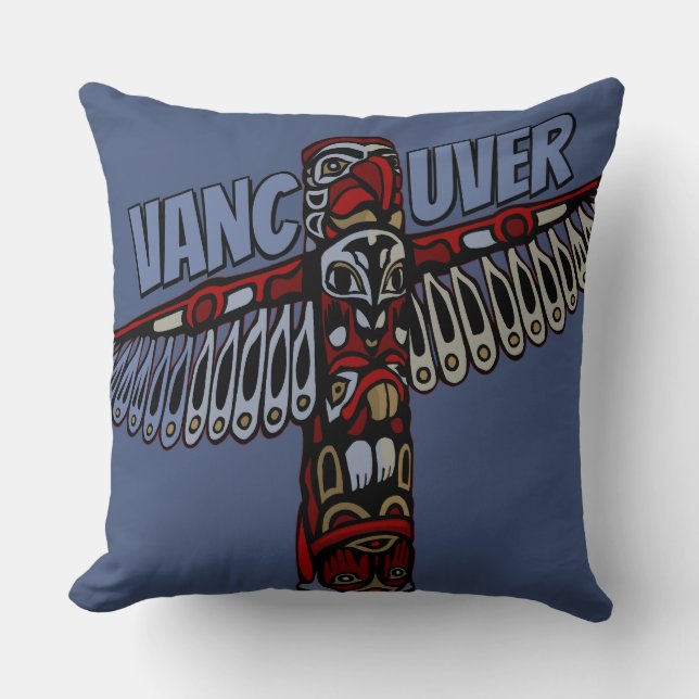 Cojín Decorativo Vancouver Souvenir Pillow Vancouver Totem Pole Art (Anverso)